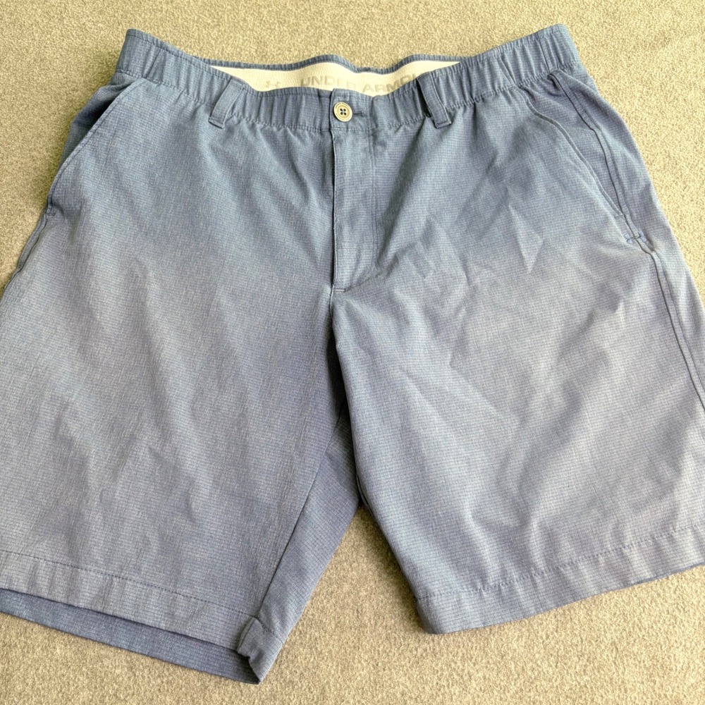 Under Armour Mens Match Play Golf Shorts Blue Crosshatch 1272358 Size 36